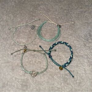 Pura Vida Braided and Cord Bracelets Set in Blue and Green
